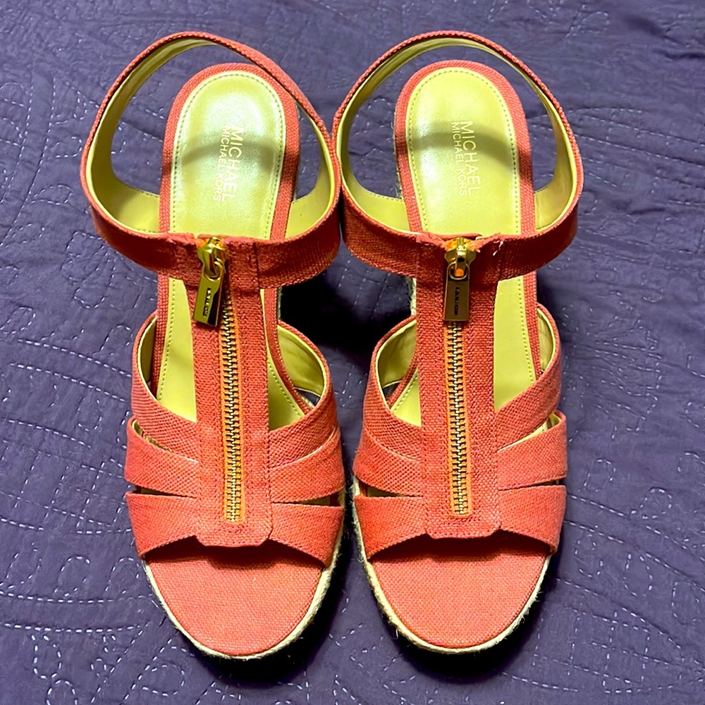 Michael Kors Berkley Wedge Sandals Size 10
